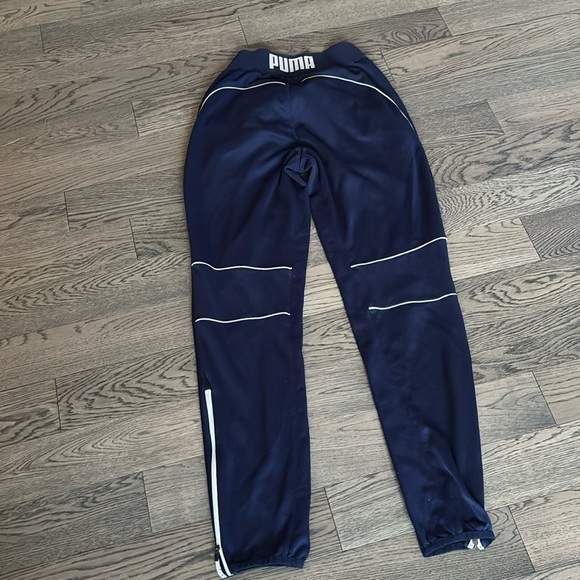 Puma Navy  bllue and white striped jersey pants Sz M - Picture 10 of 12